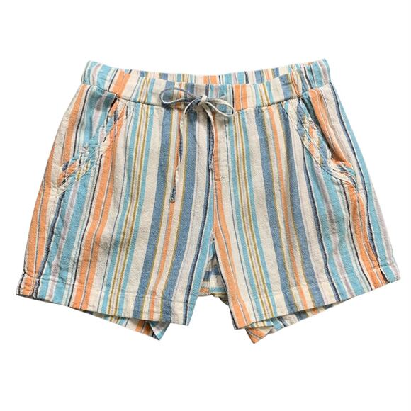 Briggs Shorts Womens M Medium Creamsicle Blue Linen Blend Drawstring Relaxed Fit - Picture 1 of 12